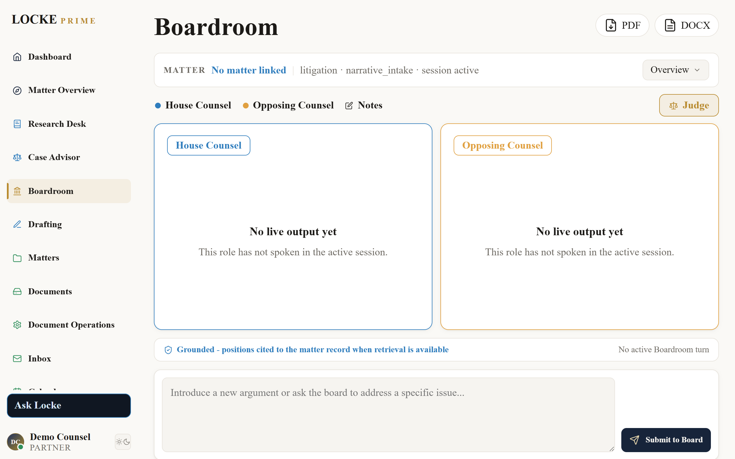 Boardroom with House and Opposing panels